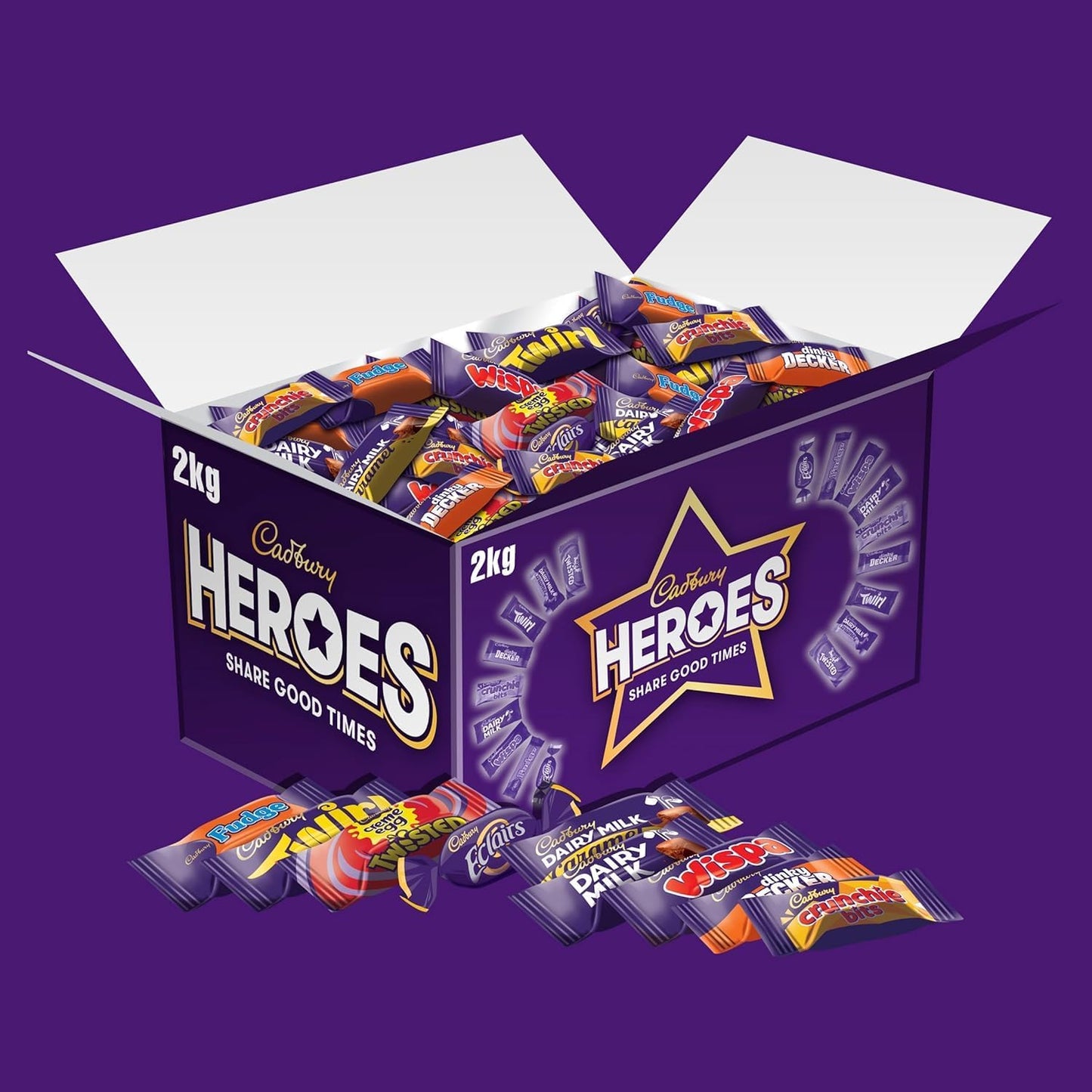 Cadbury Heroes Chocolate Bulk Share Box, Assorted Mini-Size Milk Chocolate Bars, Perfect for Gifting and Sharing, 2 kg (Pack of 1)