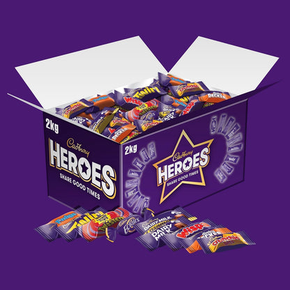 Cadbury Heroes Chocolate Bulk Share Box, Assorted Mini-Size Milk Chocolate Bars, Perfect for Gifting and Sharing, 2 kg (Pack of 1)