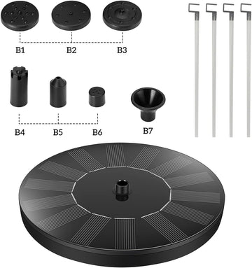 Solar Fountain Pump,Solar Powered Water Features with 7 Nozzles for The Garden, Floating Pond Pump for Bird Bath,Pool, Patio,Pond and Fish Tank