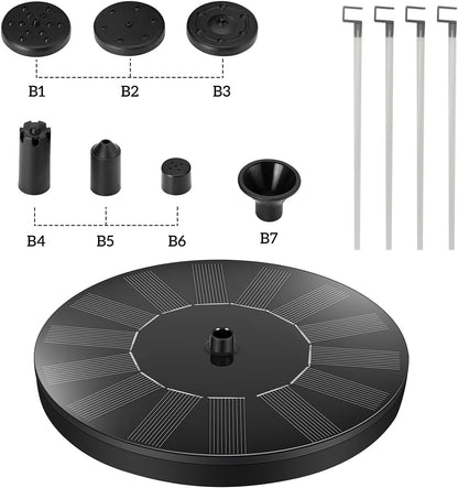 Solar Fountain Pump,Solar Powered Water Features with 7 Nozzles for The Garden, Floating Pond Pump for Bird Bath,Pool, Patio,Pond and Fish Tank