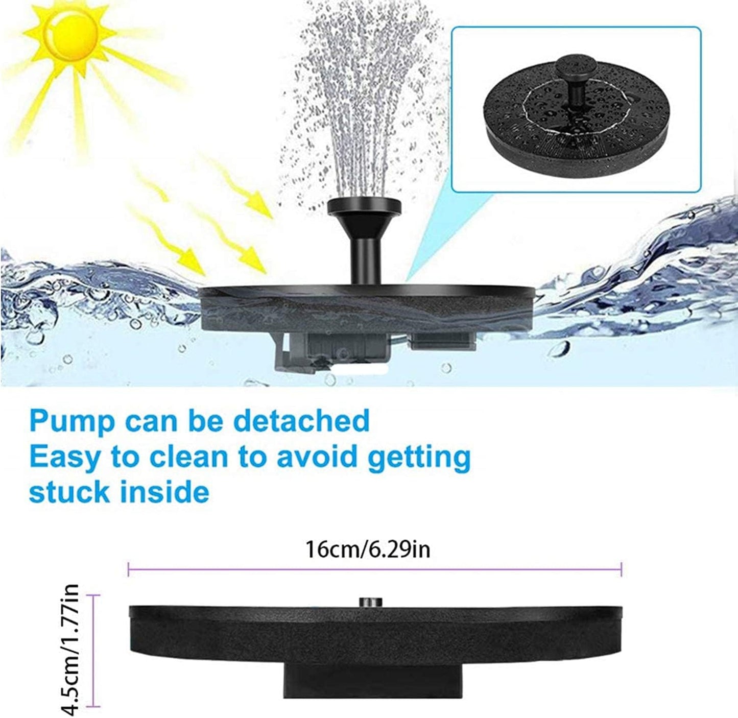 Solar Fountain Pump,Solar Powered Water Features with 7 Nozzles for The Garden, Floating Pond Pump for Bird Bath,Pool, Patio,Pond and Fish Tank