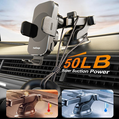 Wireless Car Charger, Fast Charging 15W Auto Clamping Car Charger Phone Holder Phone Mount for iPhone17 16 15 14 13 12 11 Pro Max Xs, Samsung Galaxy S24 Ultra S23 S22 S21 S20 S10+ Note 9, etc