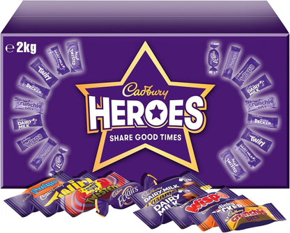 Cadbury Heroes Chocolate Bulk Share Box, Assorted Mini-Size Milk Chocolate Bars, Perfect for Gifting and Sharing, 2 kg (Pack of 1)