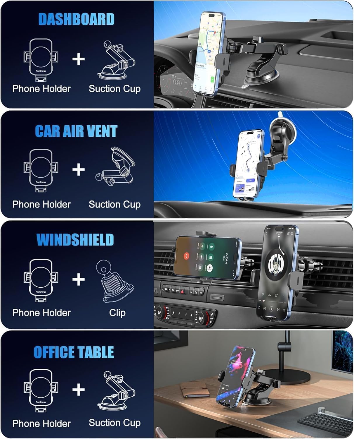 Wireless Car Charger, Fast Charging 15W Auto Clamping Car Charger Phone Holder Phone Mount for iPhone17 16 15 14 13 12 11 Pro Max Xs, Samsung Galaxy S24 Ultra S23 S22 S21 S20 S10+ Note 9, etc