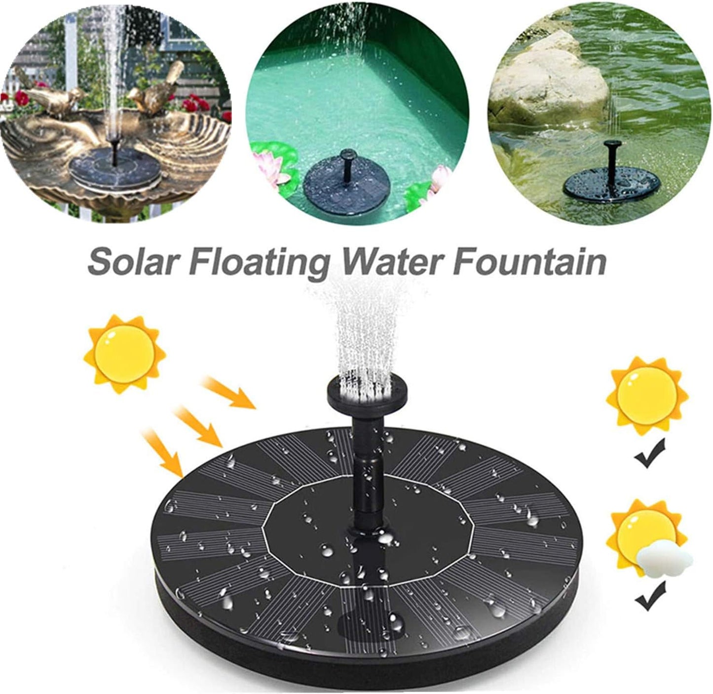 Solar Fountain Pump,Solar Powered Water Features with 7 Nozzles for The Garden, Floating Pond Pump for Bird Bath,Pool, Patio,Pond and Fish Tank