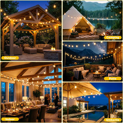 Warlisou Solar-String-Lights-Outdoor-Garden - G40 45.9ft String Lights Outdoor Festoon - Remote Control 14M Garden Light Outside Solar Powered Waterproof Led - Patio Party Gazebo Weding [Energy Class A]