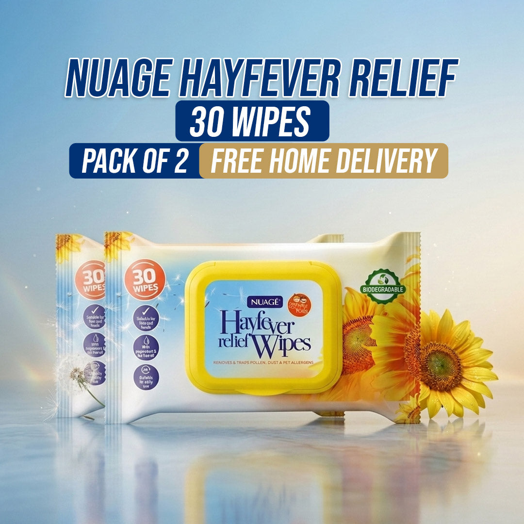 Nuage Hayfever Relief Wipes Resealable (Pack of 2*30) with free Delivery all over the UK
