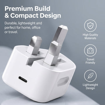 35W USB-C Fast Charger Adapter – Ultra Compact UK Mains Wall Plug for iPhone, iPad, Samsung & USB-C Devices